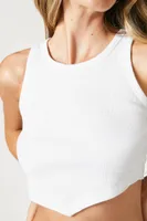 Women's Cropped Rib-Knit Tank Top in White, XL