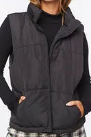 Women's Zip-Up Puffer Vest in Black Small