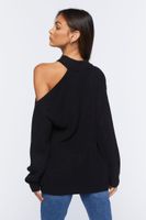 Women's Asymmetrical Open-Shoulder Sweater in Black Small