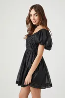 Women's Sweetheart Chiffon Mini Dress in Black, XS