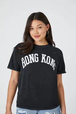 Women's Hong Kong Graphic T-Shirt in Charcoal, M/L