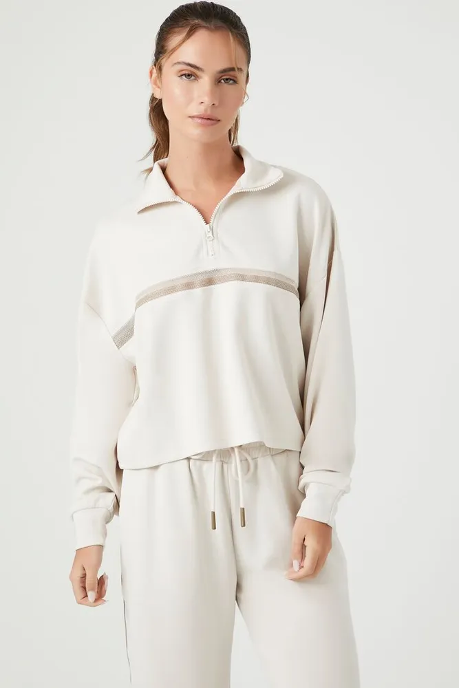 Women's Active Striped Half-Zip Pullover in Birch Small