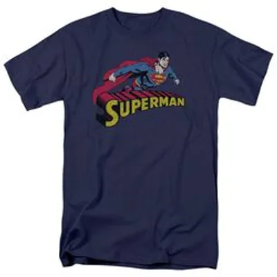 SUPERMAN FLYING OVER - S/S ADULT 18/1 - BLACK T-Shirt