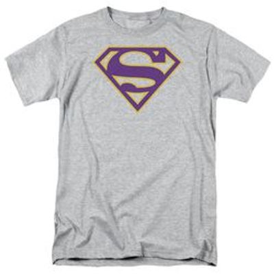 SUPERMAN PURPLE & GOLD SHIELD-S/S ADULT 18/1 - WHITE T-Shirt