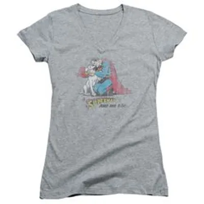 Superman And His Dog - Junior V-neck -