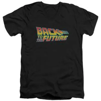 BACK TO THE FUTURE LOGO - S/S ADULT V-NECK 30/1 - BLACK T-Shirt