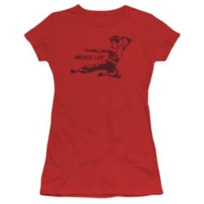 BRUCE LEE LINE KICK - S/S JUNIOR SHEER - RED T-Shirt