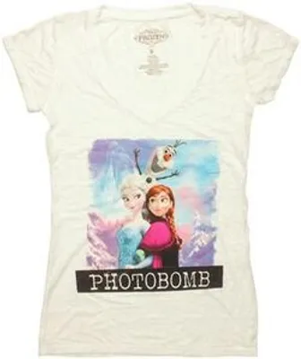 Frozen Photobomb Burnout V Neck Baby Tee