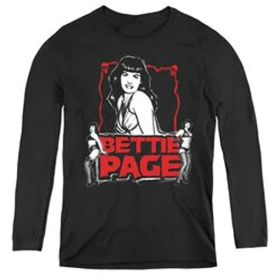 Bettie Page Bettie Scary Hot - Womens Long Sleeve Tee - Black