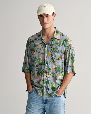 Camisa de manga curta Hawaiian Print relaxed fit