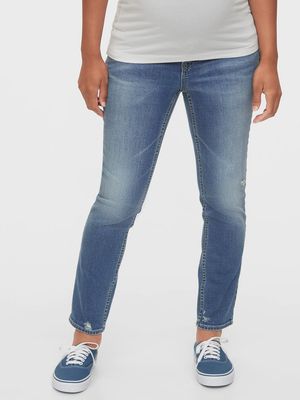 Maternity True Waistband Full Panel Cigarette Jeans With Washwell