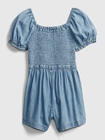 Kids Smocked Denim Romper