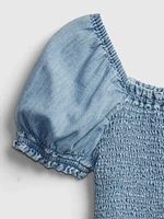 Kids Smocked Denim Romper