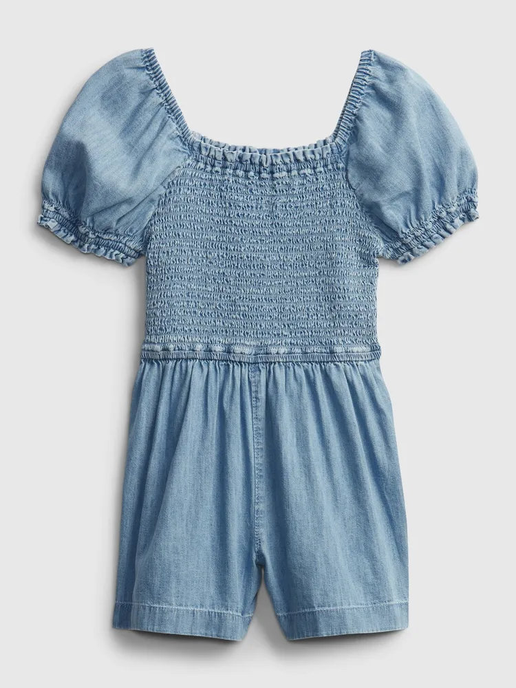 Kids Smocked Denim Romper