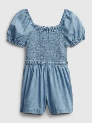 Kids Smocked Denim Romper