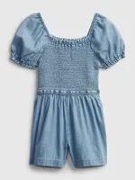 Kids Smocked Denim Romper