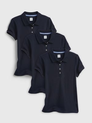 Kids Organic Cotton Uniform Polo Shirt Shirt (3-Pack