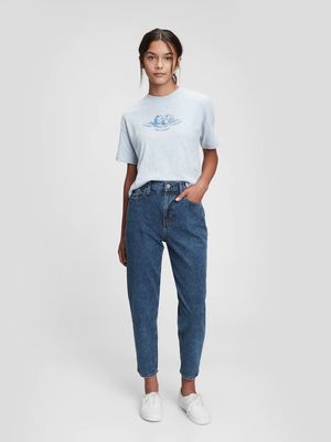 Teen Organic Cotton Sky-High Rise Mom Jeans with Washwell3