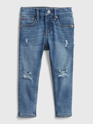 Toddler Destructed Skinny Jeans with Washwell3