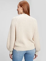 Shaker-Stitch Mockneck Sweater