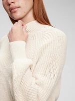 Shaker-Stitch Mockneck Sweater