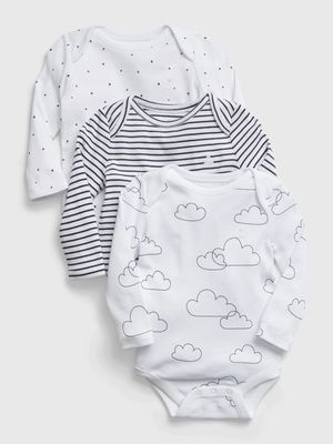 Baby 100% Organic Cotton First Favorite Cloud Bodysuit (3-Pack