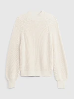 Shaker-Stitch Mockneck Sweater