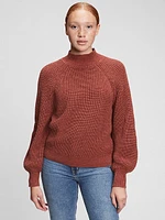 Shaker-Stitch Mockneck Sweater