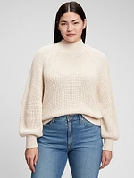 Shaker-Stitch Mockneck Sweater