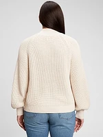 Shaker-Stitch Mockneck Sweater