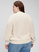 Shaker-Stitch Mockneck Sweater