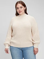 Shaker-Stitch Mockneck Sweater