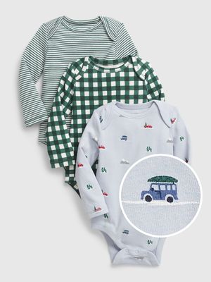 Baby 100% Organic Cotton Print Bodysuit (3-Pack