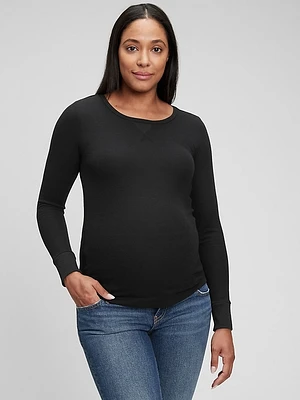 Maternity Waffle Crewneck T-Shirt