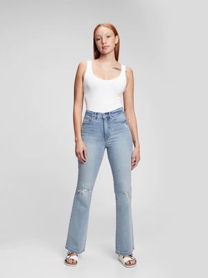 High Rise Flare Jeans with Washwell