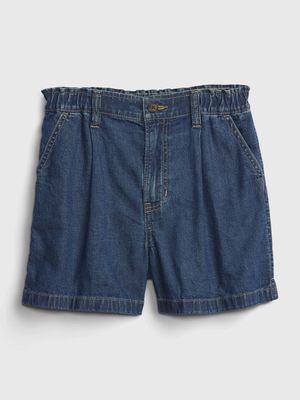 Kids High Rise Pleated Shorts with Washwell