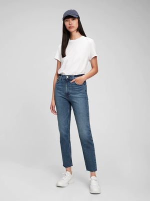 Sky High Rise Distressed Cheeky Straight Jeans with Washwell