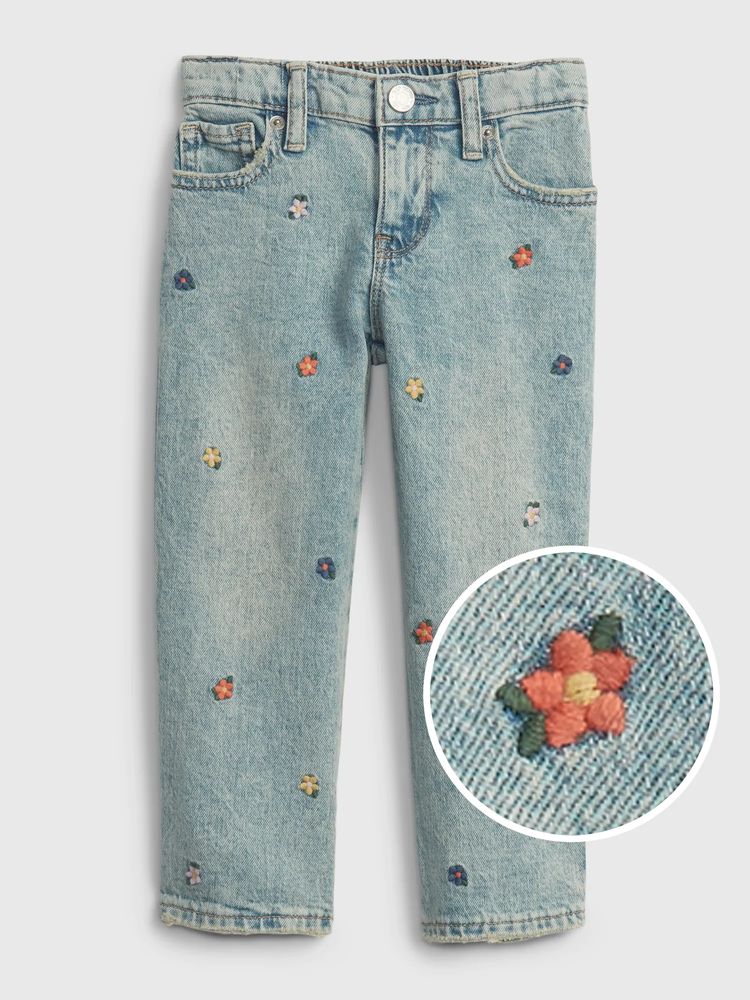 Toddler Embroidered 90s Loose Fit Jeans with Washwell