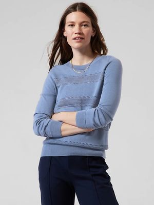 Pointelle Crewneck Sweater