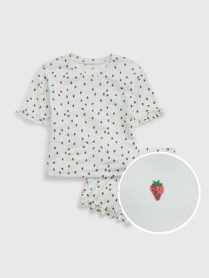 Kids 100% Recycled Strawberry PJ Shorts Set