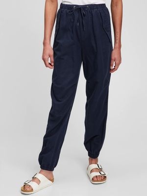 High Rise Linen-Cotton Utility Joggers with Washwell