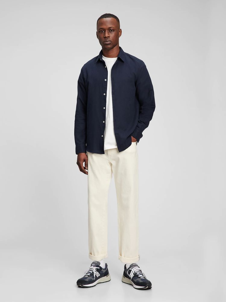 Linen-Cotton Shirt in Untucked Fit