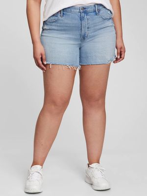 4 High Rise Denim Shorts with Washwell