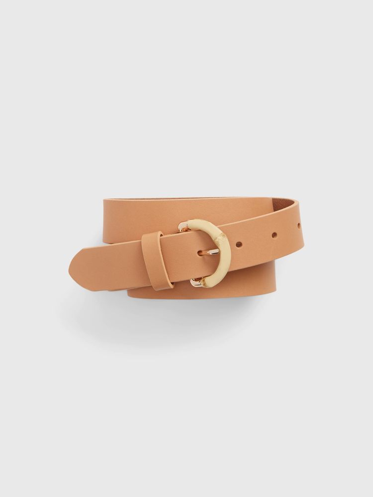 Leather Belt with Bamboo Buckle