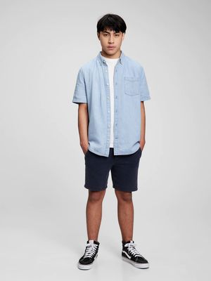 Teen Denim Button-Down Shirt with Washwell
