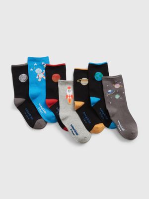 Toddler Space Print Crew Socks (7-Pack