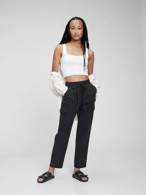 High Rise Pleated Cargo Pants