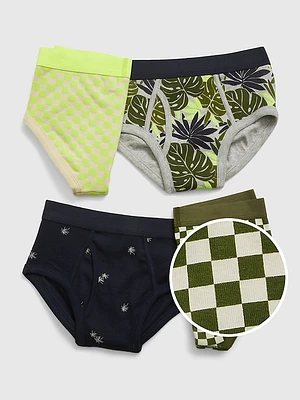 Kids Organic Cotton Palm Print Briefs (4-Pack)