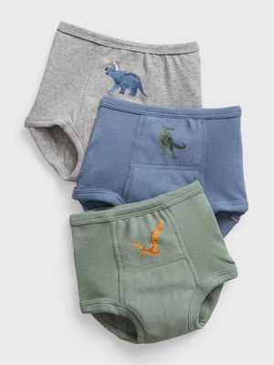 Toddler 100% Organic Cotton Dino Training Briefs (3-Pack