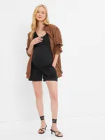 Maternity Linen-Cotton Pull-On Shorts